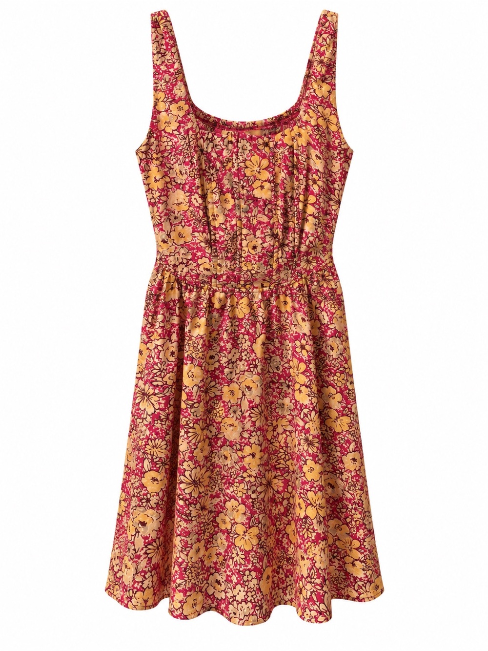 Land of the Free XS Pink Floral Smocked Waist Fit & Flare Mini Dress - Picture 3 of 6